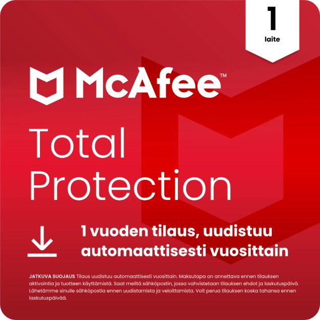 McAfee Total Protection 2026 | 1 Laite | 1 Vuosi