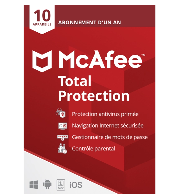 McAfee Total Protection 2026 | 10 appareils - 1 an | Windows - Mac - Android - iOS