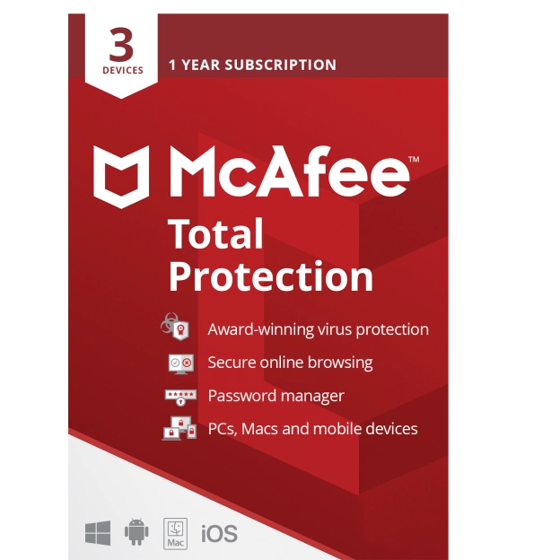 McAfee Total Protection 2026 | 3 Devices | 1 Year | Windows - Mac - Android - iOS