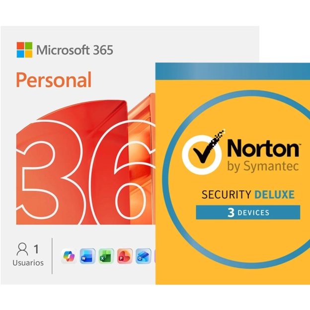 Microsoft 365 Personal + Norton Security Deluxe | 3 Dispositivos | 1 Año