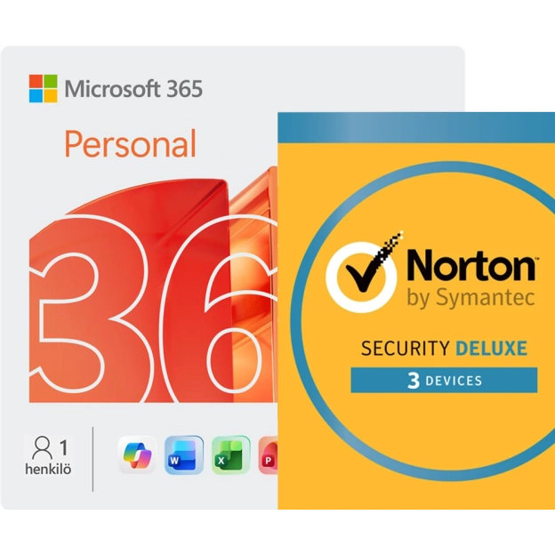 Microsoft 365 Personal + Norton Security Deluxe | 3 laitetta | 1 vuosi