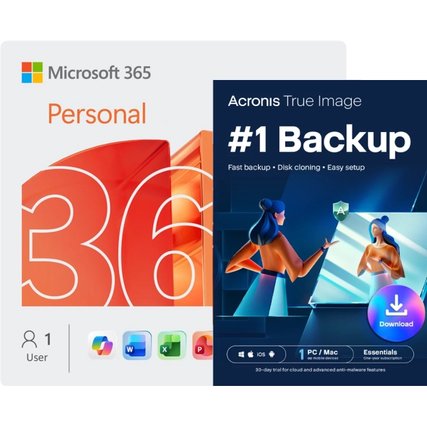 Microsoft 365 Personal + Acronis True Image Essentials | 1 PC | 1 Year