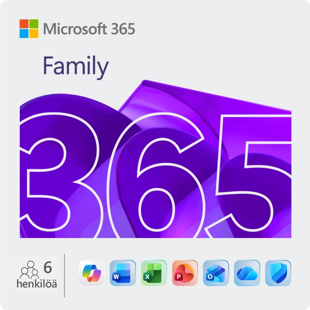 Microsoft 365 Family | 6 Käyttäjää - 1 Vuosi | Sisältää Päivitykset