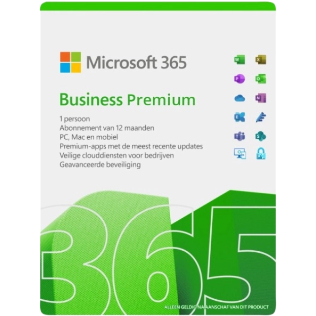 Microsoft 365 Business Premium | Maandabonnement | 1 Gebruiker | 15 Apparaten