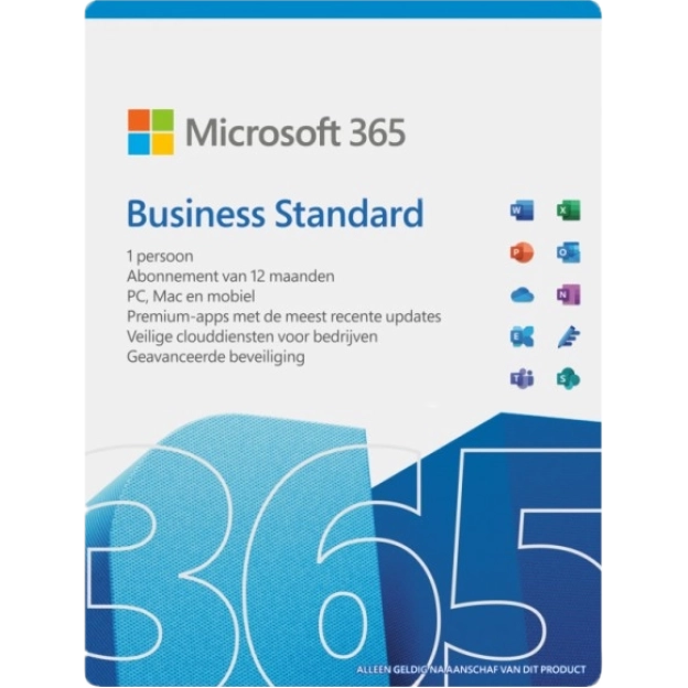Microsoft 365 Business Standard licentie met key | Jaarabonnement | 1 Gebruiker | 15 Apparaten