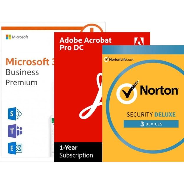 Microsoft 365 Business Premium| Jaarabonnement | 1 Gebruiker | 15 Apparaten & Adobe Acrobat Pro DC + gratis Norton Security