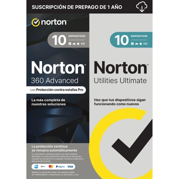 Norton 360 Advanced con Norton Utilities Ultimate | 2026 | 10 Dispositivos | 1 Año