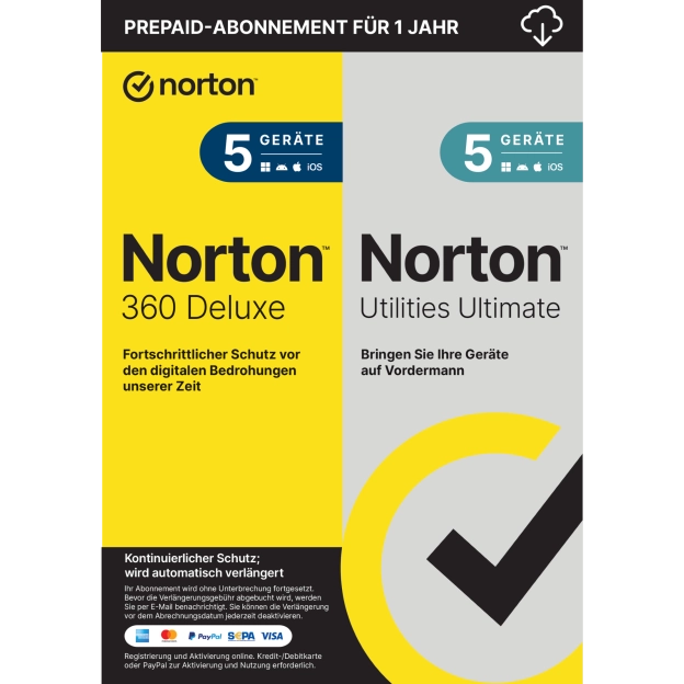 Norton 360 Deluxe mit Norton Utilities Ultimate | 2026 | 5 Geräte | 1 Jahr
