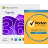 Microsoft 365 Family + Norton Security Deluxe | 3 laitetta | 1 vuosi
